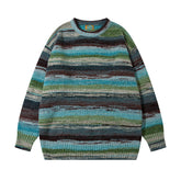 Vintage Farbblock gestreifter Strickpullover